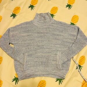 Victoria's Secret 100% Cotton Light Blue Marbled Turtleneck Sweater with Pockets